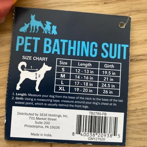 🆕Stripped Multicolor Woof Bathing Suit for Dogs S🆕 - Picture 8 of 8